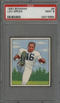 1950 Bowman #6 Lou Groza Rookie Card – PSA MINT 9